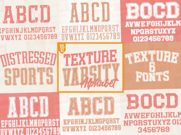 Texture Varsity Alphabet: A Bold, Distressed Display Typeface